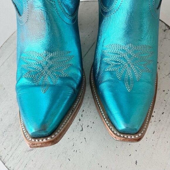 Lane SMOKESHOW Womens Cowboy Boots 7.5 Turquoise Leather Western Cowgirl Tall - Picture 7 of 13